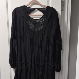 Free People Black Long Sleeve Tunic Dress
